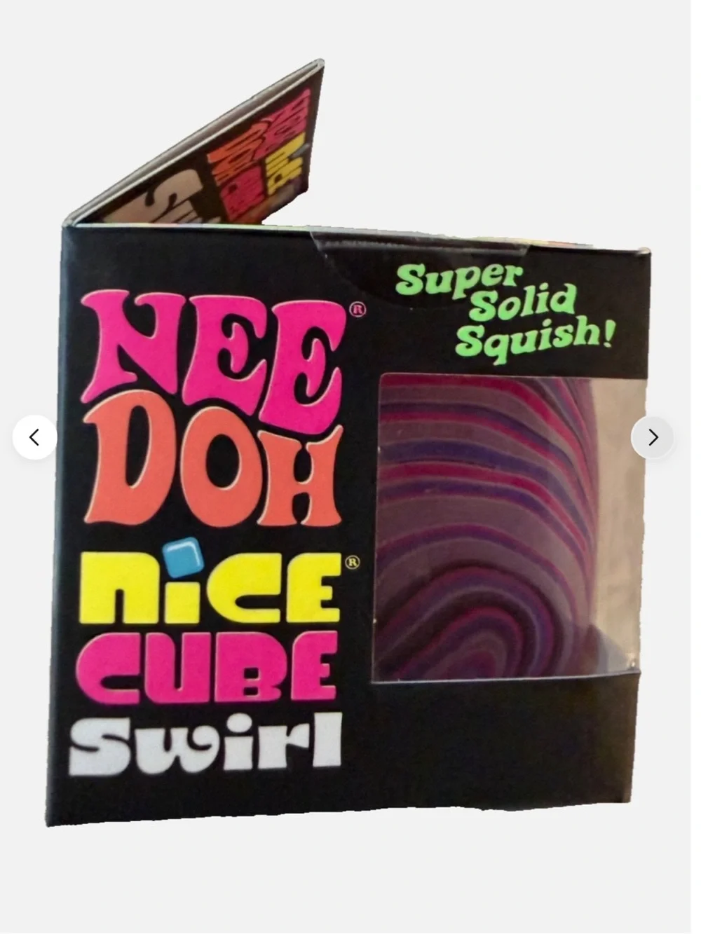 NeeDoh Nice Cube Swirl Stress Toy Purple Pink Blue Black White Clear New in Box